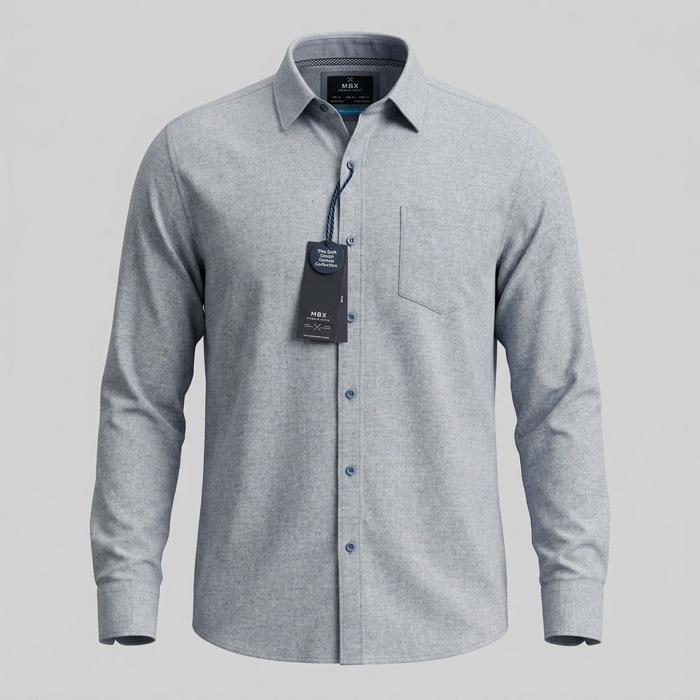 MBX Shirt Mens XL Soft Touch Cotton Button Down Blue Heathered Regular Fit New